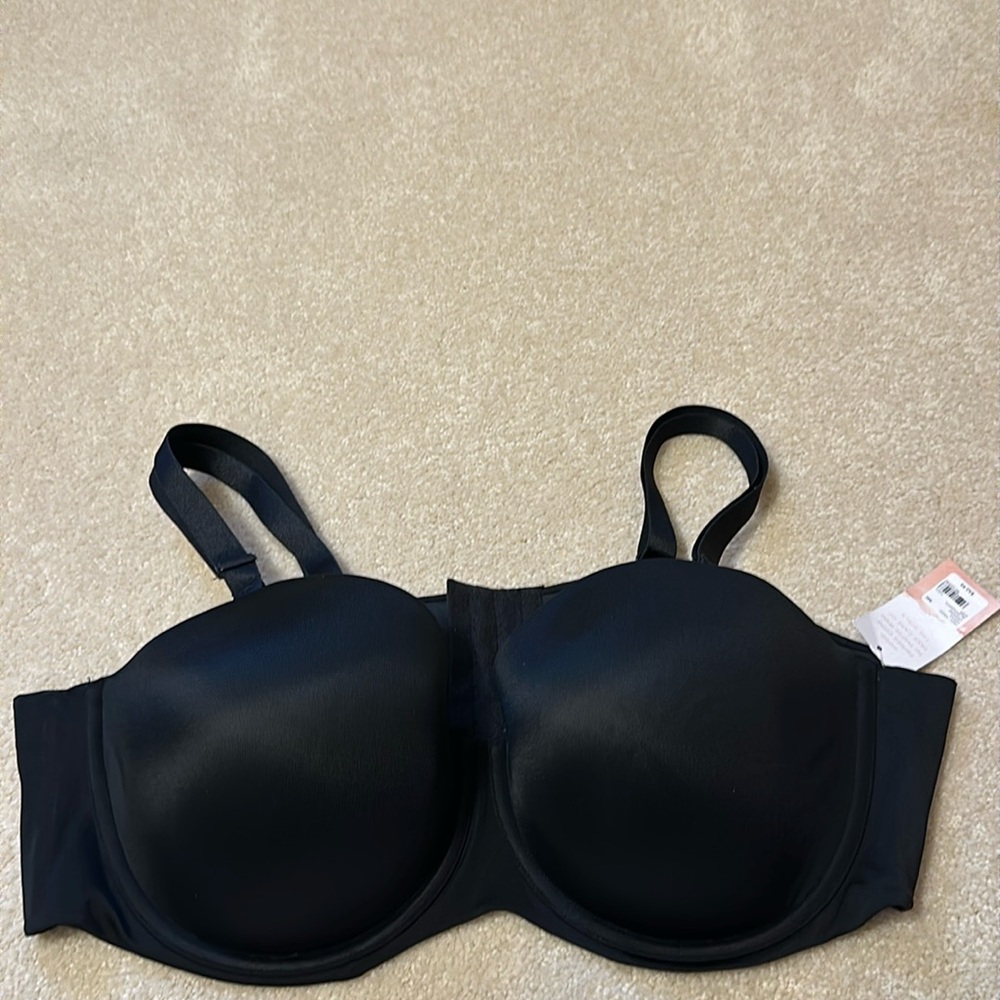Pretty Cacique black Bra size 46C 5 hook closure multi- way strapless un… - Picture 2 of 8